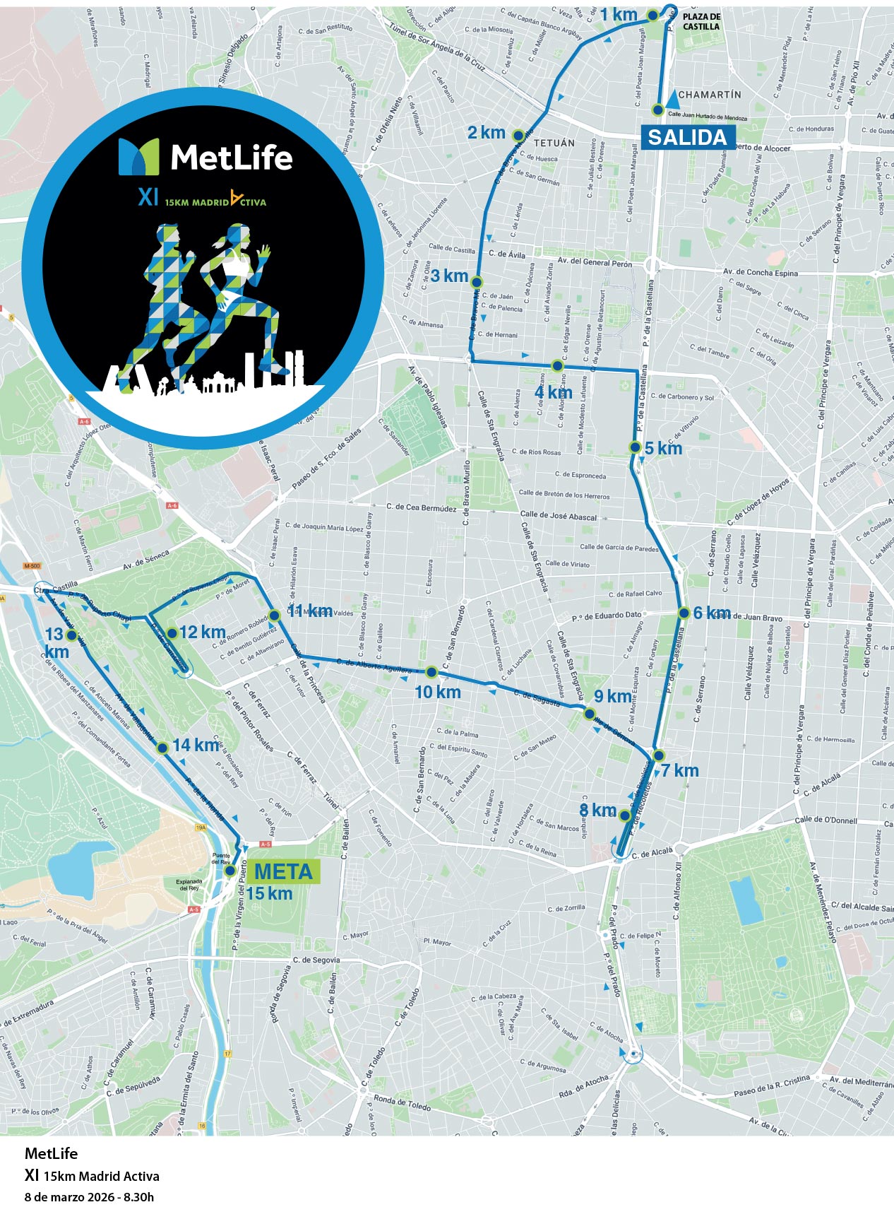 Así es el nuevo recorrido homologado del 15K MetLife Madrid Activa