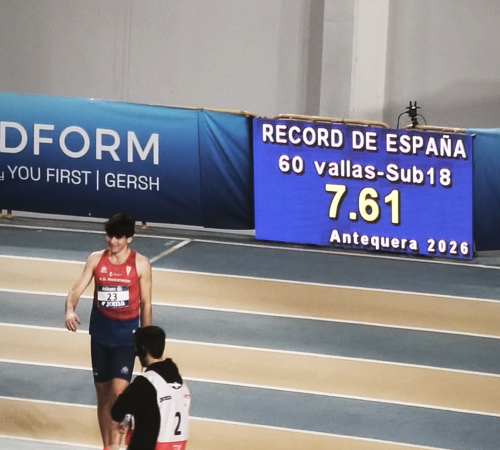 NUEVO RÉCORD DE ESPAÑA DE NICOLÁS CEBALLOS EN LOS 60 M VALLAS DE LOS CAMPEONATOS DE ESPAÑA SHORT TRACK SUB-18 