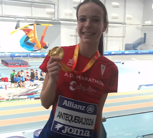 CARLOTA GONZÁLEZ, MEDALLA DE ORO EN EL SALTO DE ALTURA DE LOS NACIONALES SUB-18 SHORT TRACK DE ANTEQUERA
