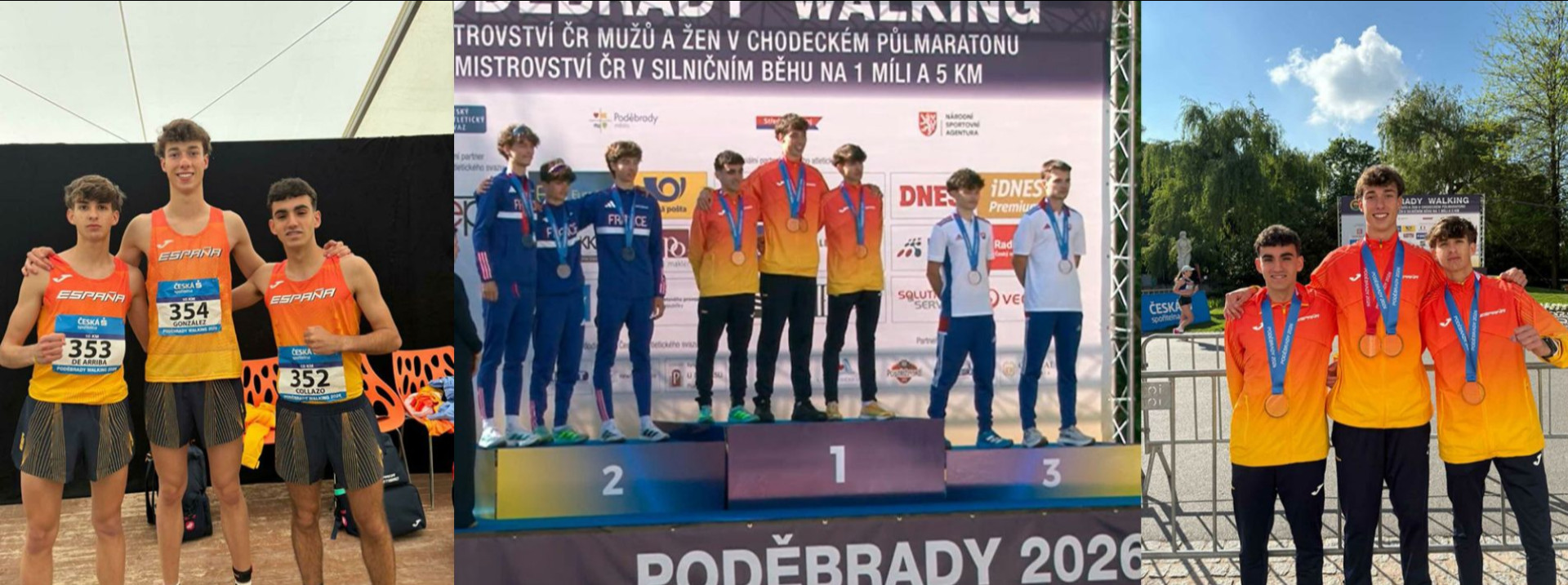 EL MARCHADOR MIGUEL DE ARRIBA SUBE A LO MÁS ALTO DEL PODIO CON LA SELECCIÓN SUB-20 EN EL ENCUENTRO INTERNACIONAL DE MARCHA DE PODĚBRADY