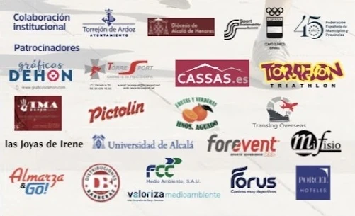 Colaboración institucional y patrocinadores, tal como aparecen en el cartel: Ayuntamiento de Torrejón de Ardoz, Diócesis de Alcalá de Henares, Comité Olímpico Español, Federación Española de Municipios y Provincias, Gráficas Dehon, Cassas.es, Torrejón Triathlon, Pictolin, Universidad de Alcalá, Forevent, FCC Medio Ambiente, Forus, Porcel Hoteles y otras marcas.