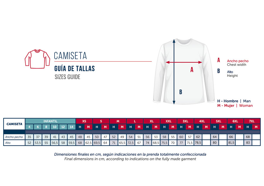 Guía de tallas SS Don Benito