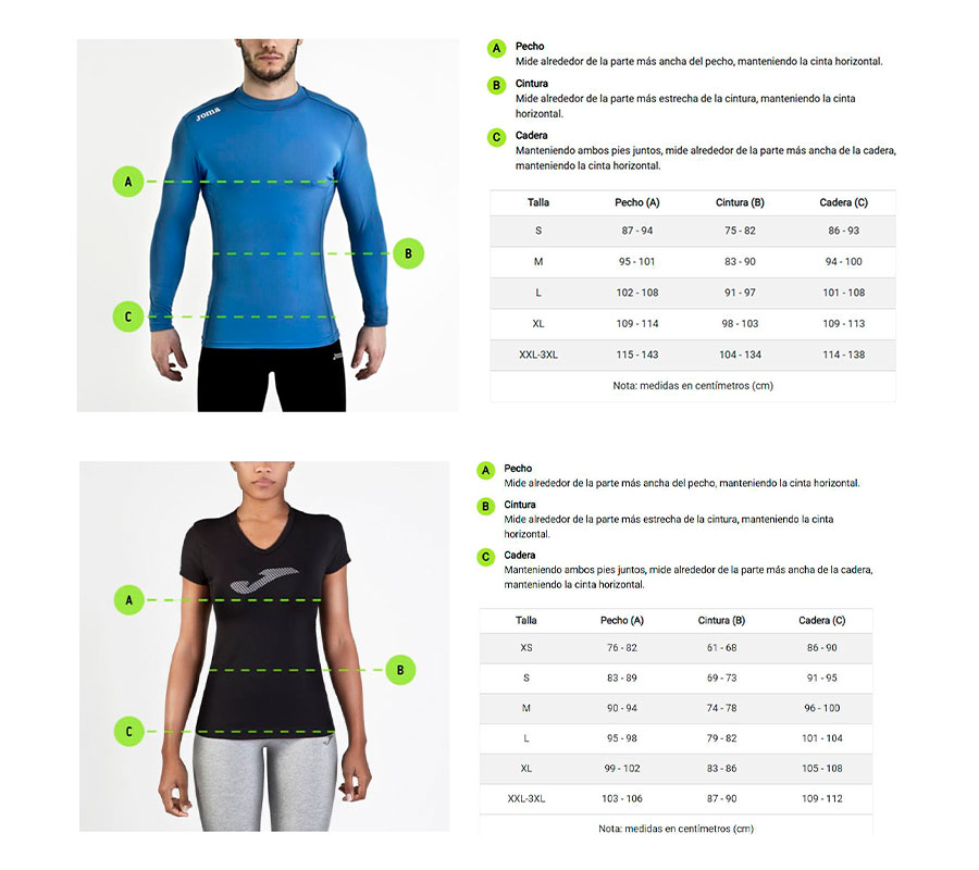 Guía tallas camiseta Maratón y Media Maratón Don Benito