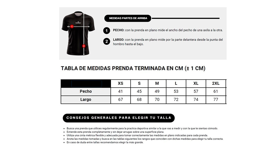 guia tallas Vuelta Casa de Campo