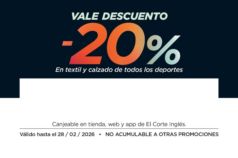 ¡Aprovecha un 20% de descuento en DEPORTE por participar en Papá Noel El Corte Inglés 2025!
