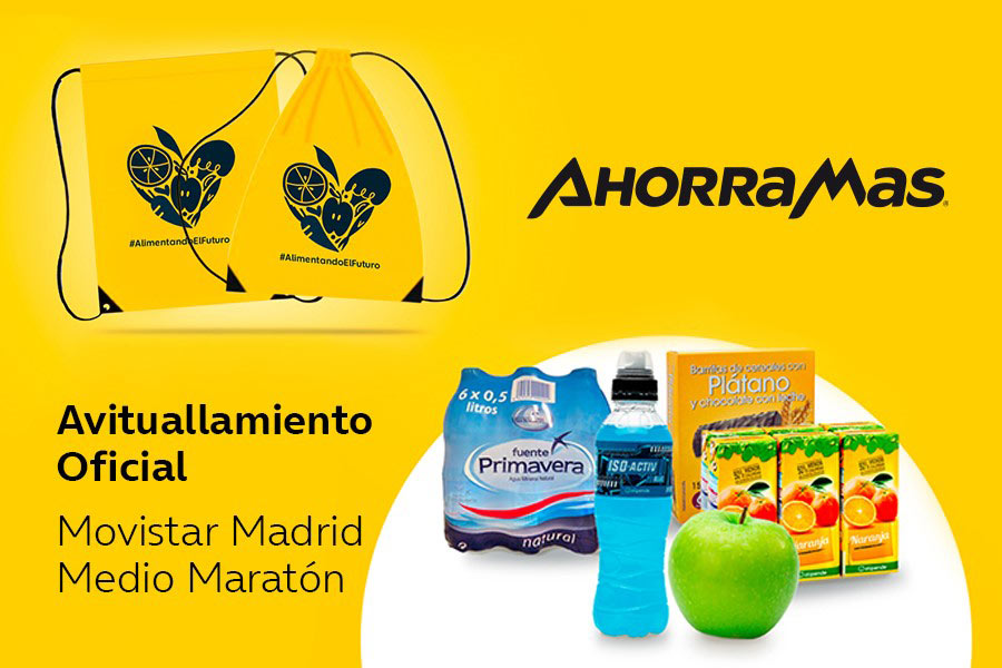Ahorramas will once again be the official refreshment point for the Movistar Madrid Half Marathon and the ProFuturo Race