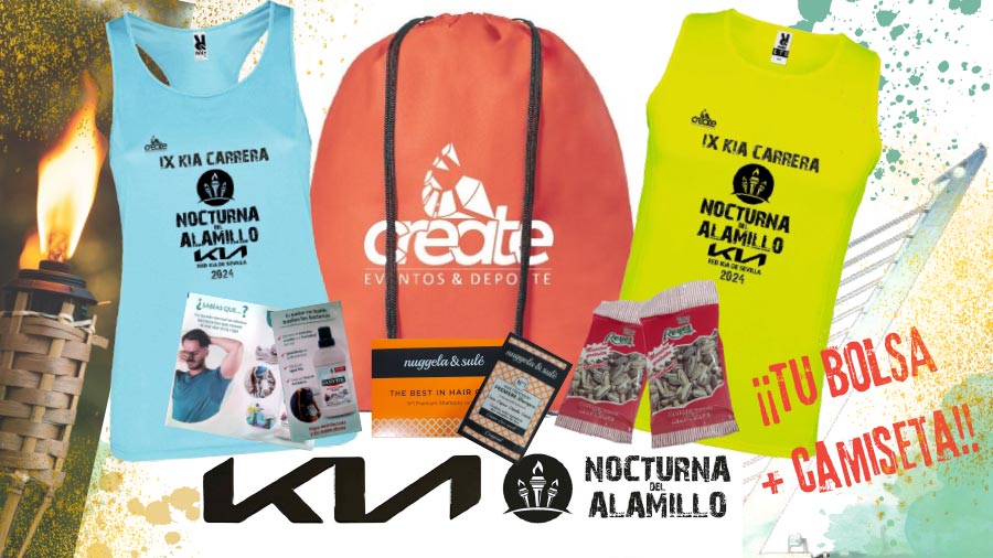 Ya tenemos tu camiseta y bolsa del corredor preparadaspara la KIA IX CARRERA NOCTURNA DEL ALAMILLO