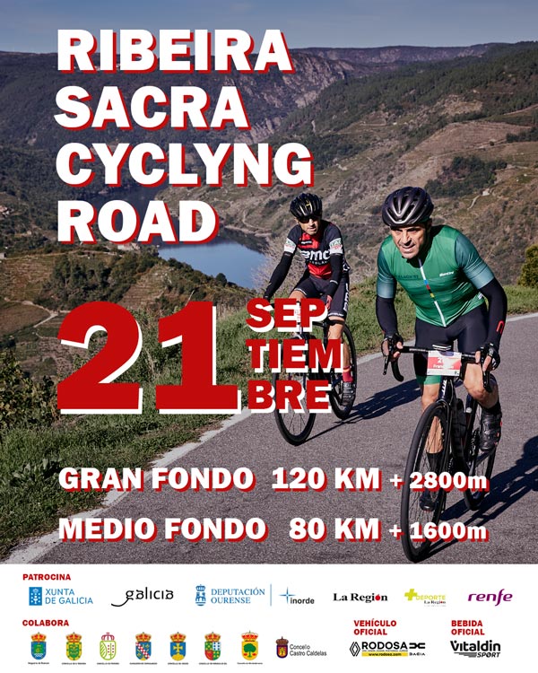 Cartel oficial de Ribeira Sacra Cycling Road 2025 — 21 de septiembre de 2025 en Nogueira de Ramuin, Ourense