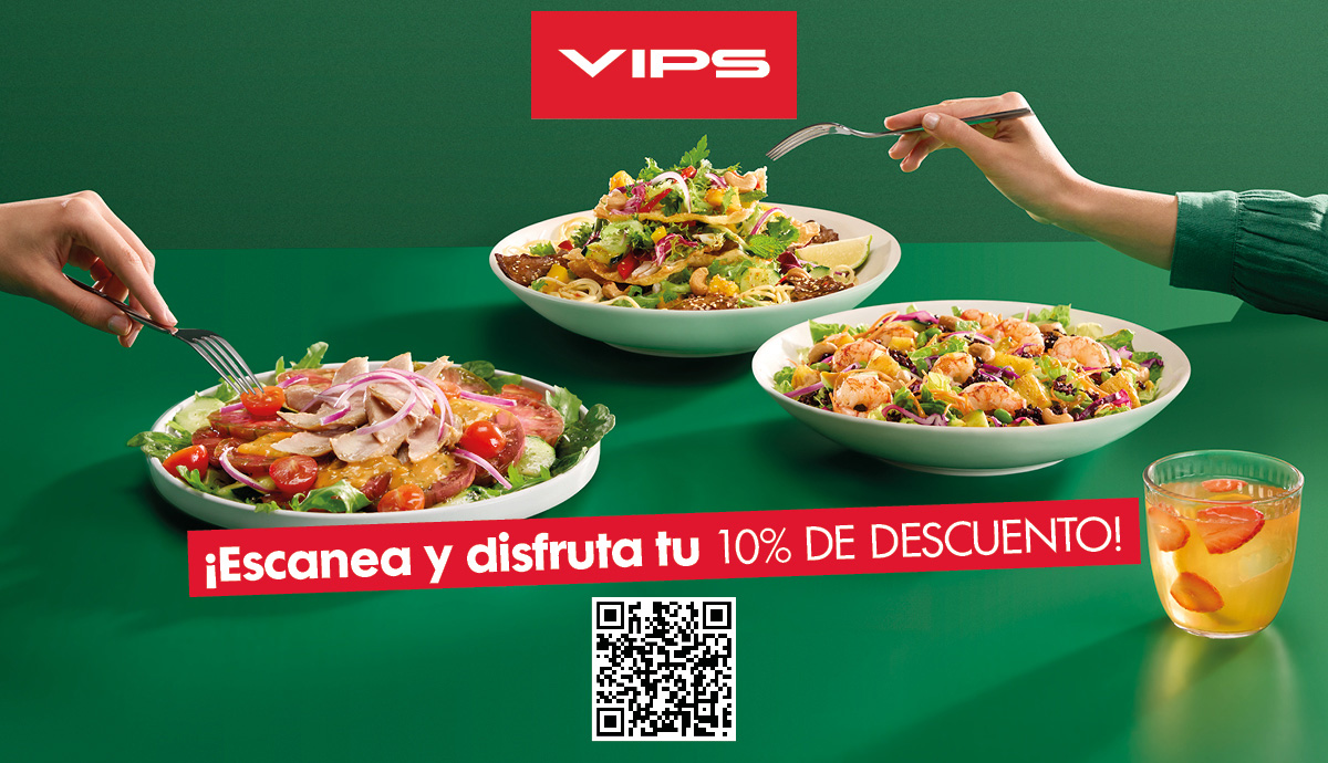 Aprovecha tu 10% de descuento en VIPS, ¡todo el año!