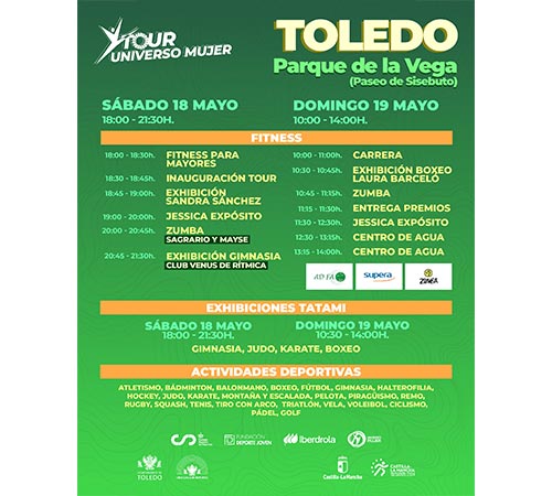 Tres nuevas disciplinas se estrenan en el Tour Universo Mujer de Toledo