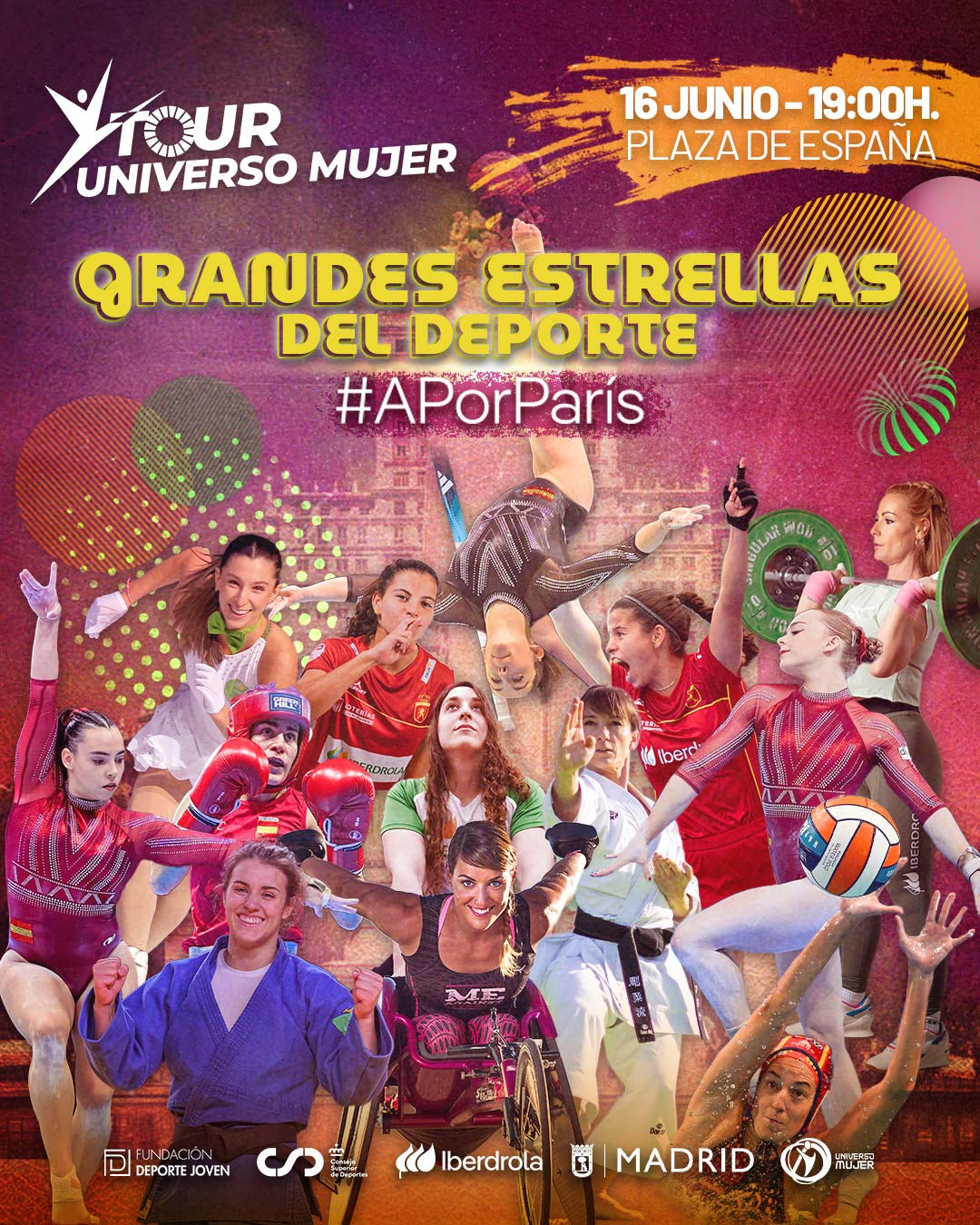 Constelación deestrellas deportivas en la Plaza de España de Madrid