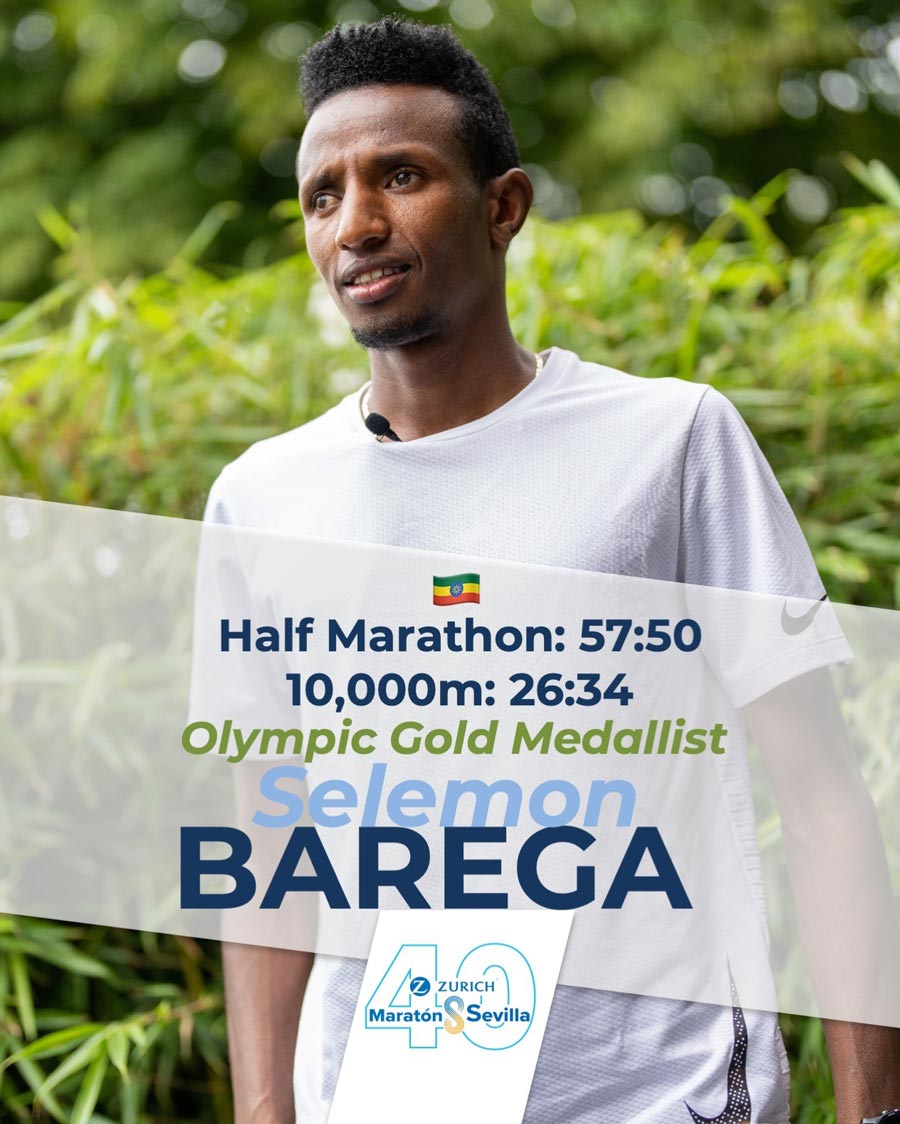 Selemon Barega, Olympic gold medallist, will make his debut at the Zurich Maraton de Sevilla in February