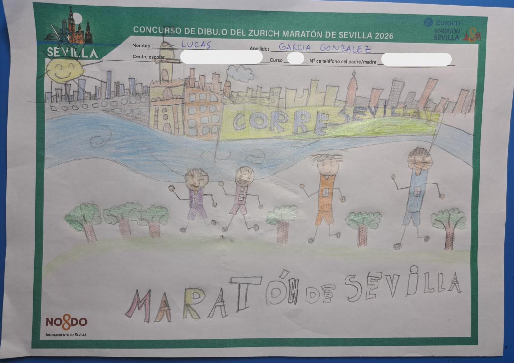 YA TENEMOS A LOS GANADORES DEL CONCURSO INFANTIL DE DIBUJO DEL ZURICH MARATÓN DE SEVILLA 2026