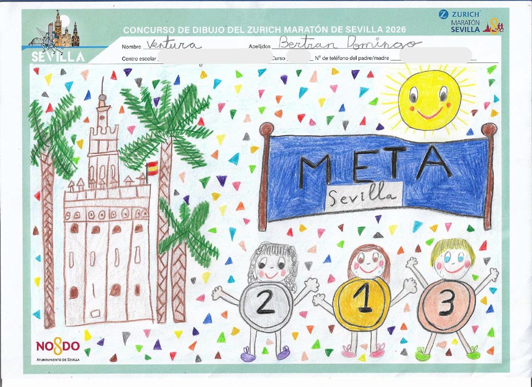 YA TENEMOS A LOS GANADORES DEL CONCURSO INFANTIL DE DIBUJO DEL ZURICH MARATÓN DE SEVILLA 2026