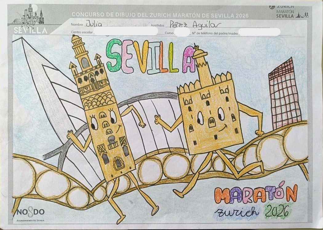 YA TENEMOS A LOS GANADORES DEL CONCURSO INFANTIL DE DIBUJO DEL ZURICH MARATÓN DE SEVILLA 2026