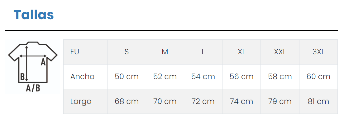 Guía de tallas adulto