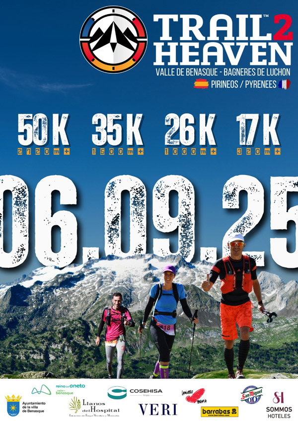 Cartel oficial de XII Trail 2 Heaven-2025 — 6 de septiembre de 2025 en Benasque, Huesca